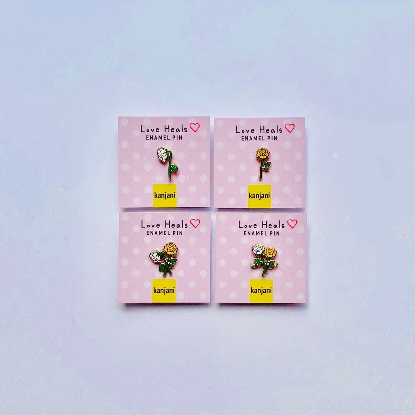 Rose Enamel Pins: Friendship, Healing Mini Pins - Set of 4, Advent calendar