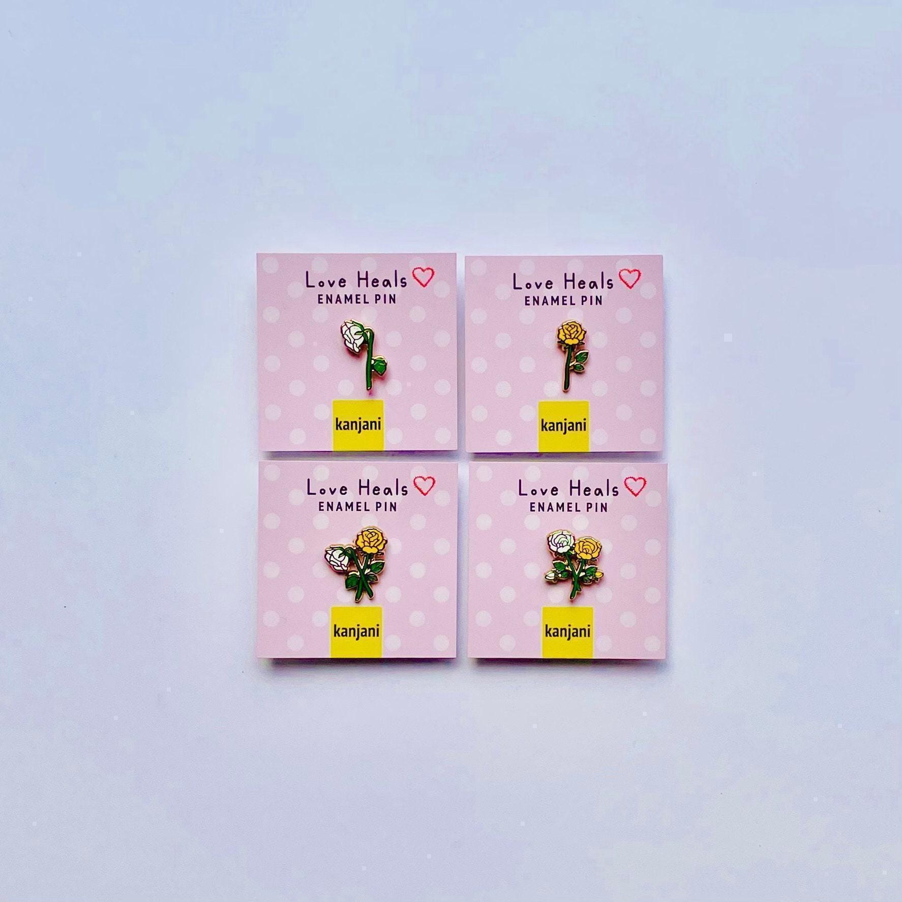 Rose Enamel Pins: Friendship, Healing Mini Pins - Set of 4, Advent calendar