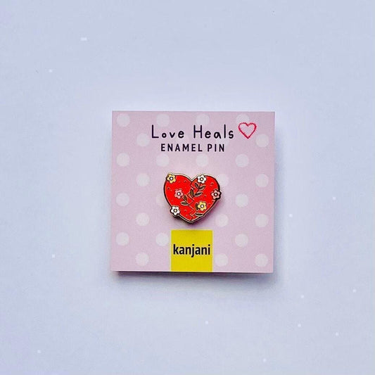 Mini Enamel Pin: Flower Heart Design - Encouragement and Healing, Christmas gift, stocking stuffer, Advent calendar