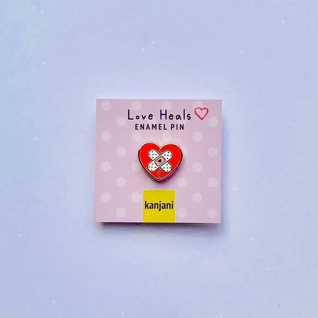 Healing Heart Mini Enamel Pin, Gold Bandage Design (0.75in), Christmas gift, stocking stuffer, Advent calendar