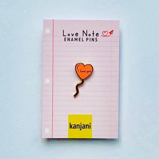 I love you balloon gold hard enamel pin