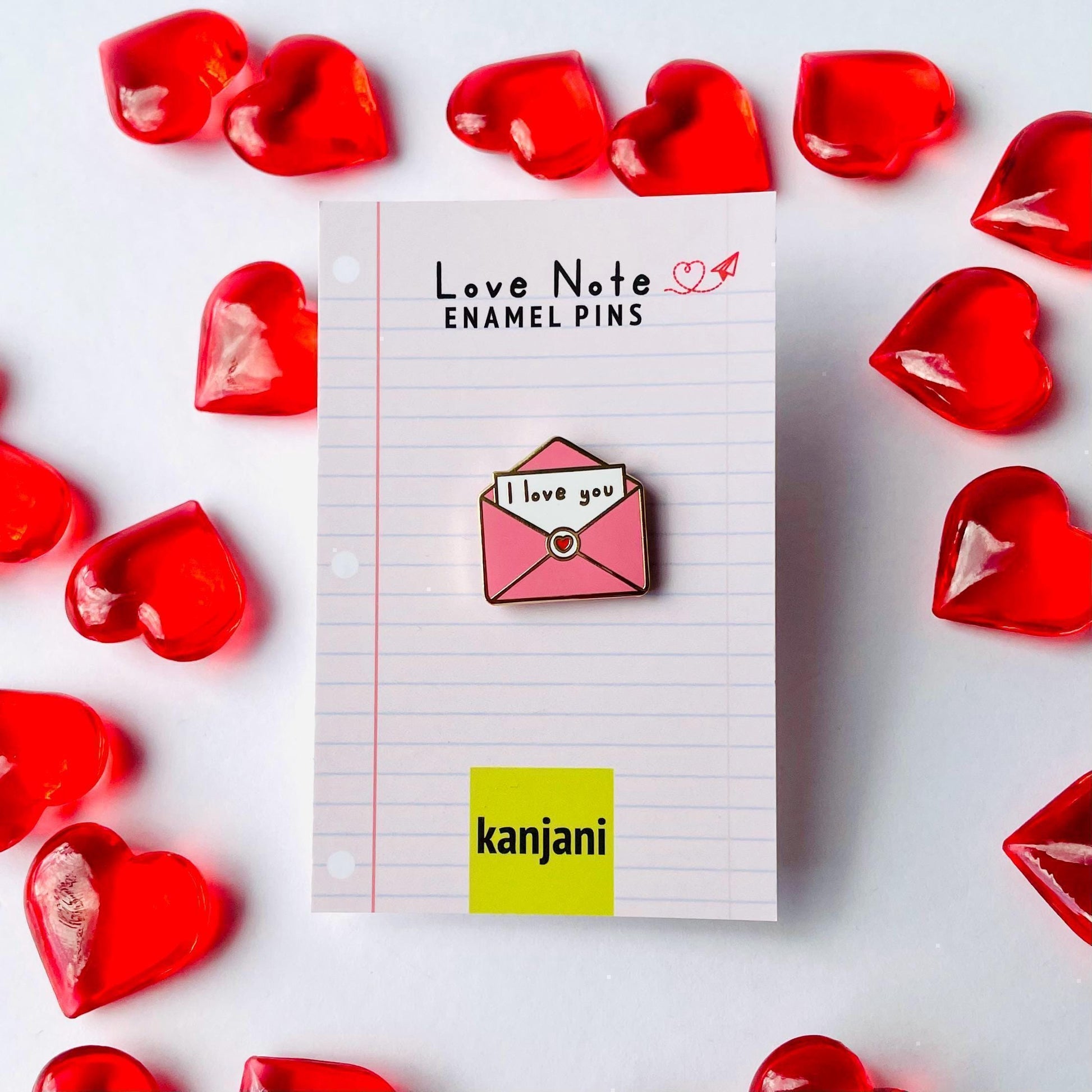 love letter gold hard enamel pin