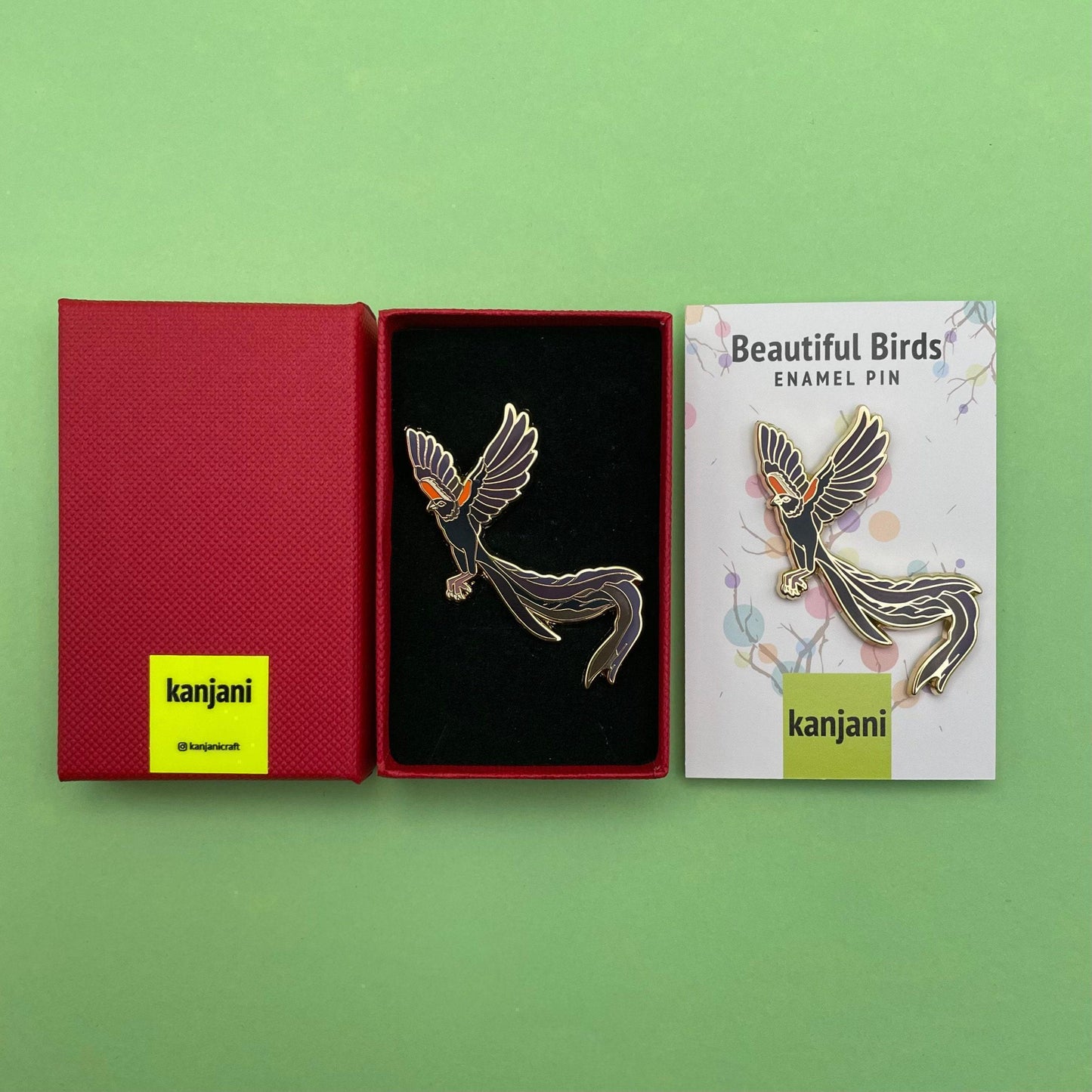 Widowbird Pin: Black Bird Design - Gold Hard Enamel Brooch, Christmas gift, stocking stuffer, Advent calendar