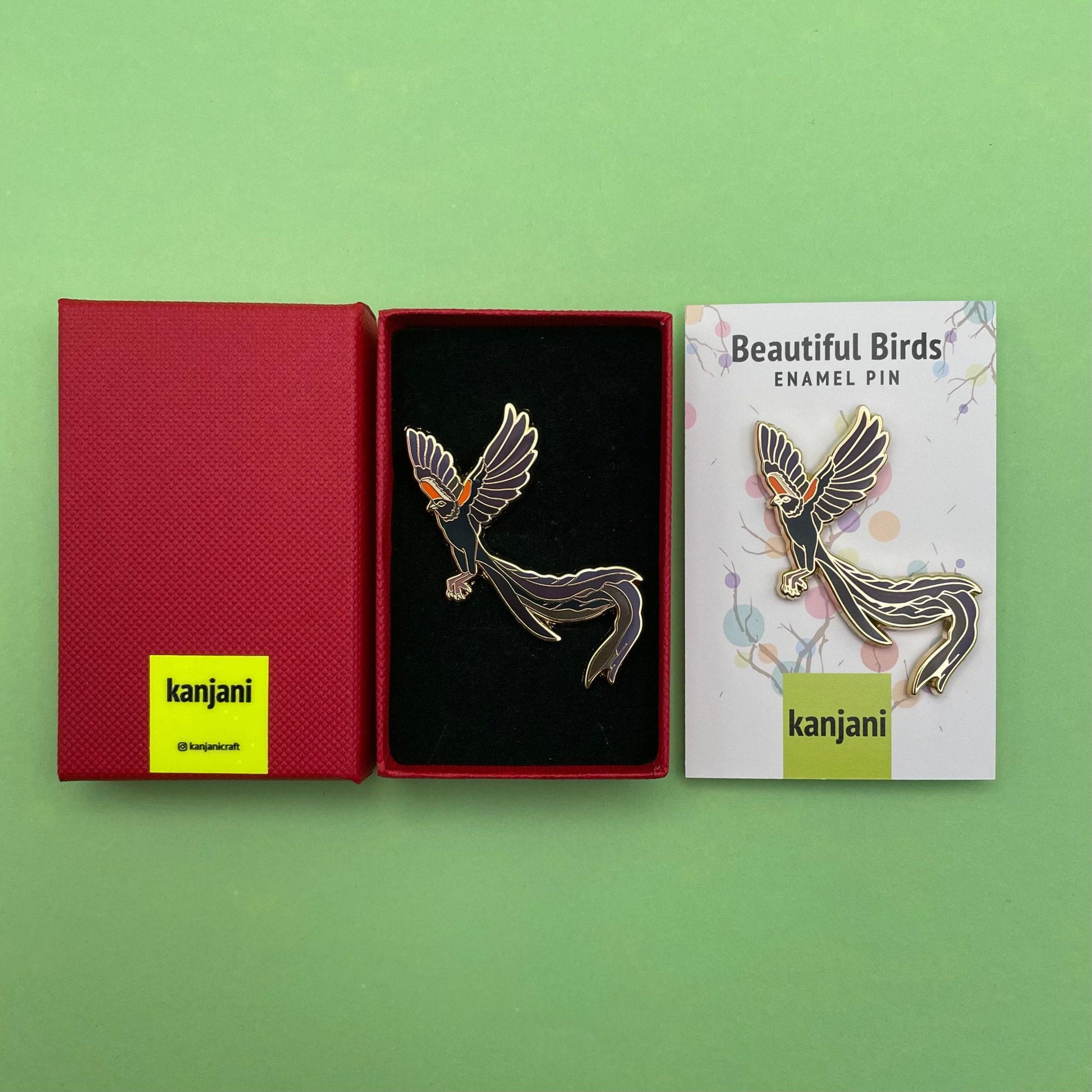 Widowbird Pin: Black Bird Design - Gold Hard Enamel Brooch, Christmas gift, stocking stuffer, Advent calendar