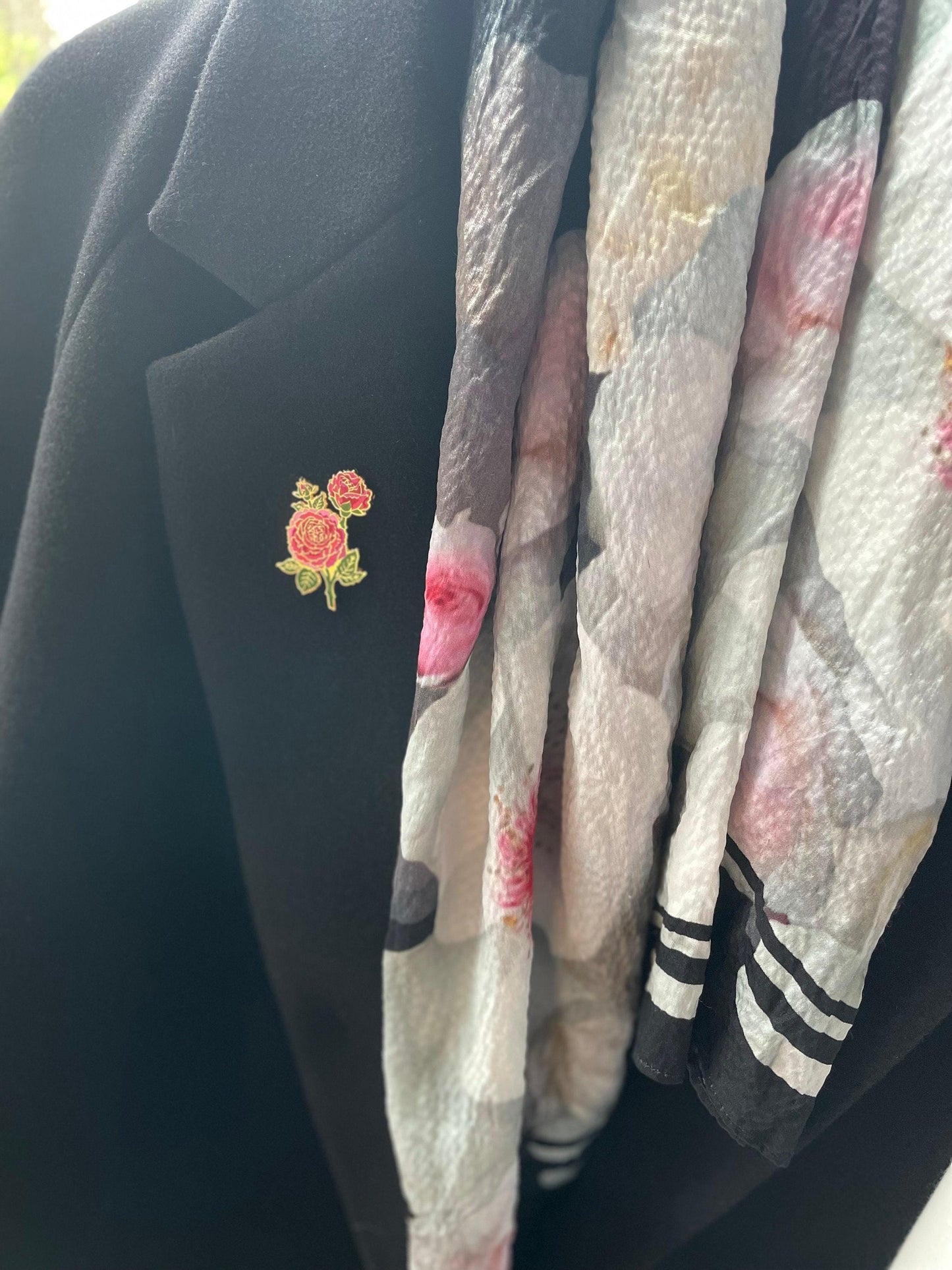 Flower Lapel Pin: Red Rose Enamel - Romantic Keepsake Gift, Christmas gift, stocking stuffer, Advent calendar