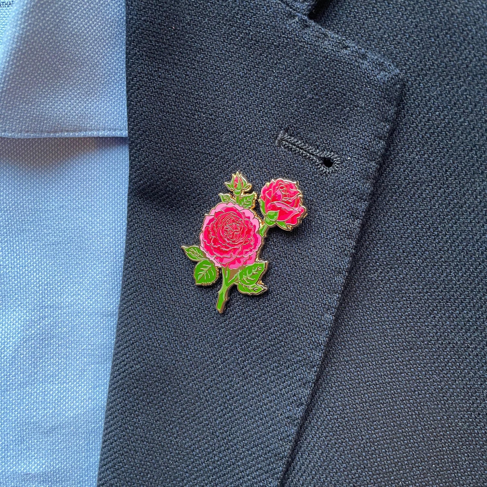 Flower Lapel Pin: Red Rose Enamel - Romantic Keepsake Gift, Christmas gift, stocking stuffer, Advent calendar