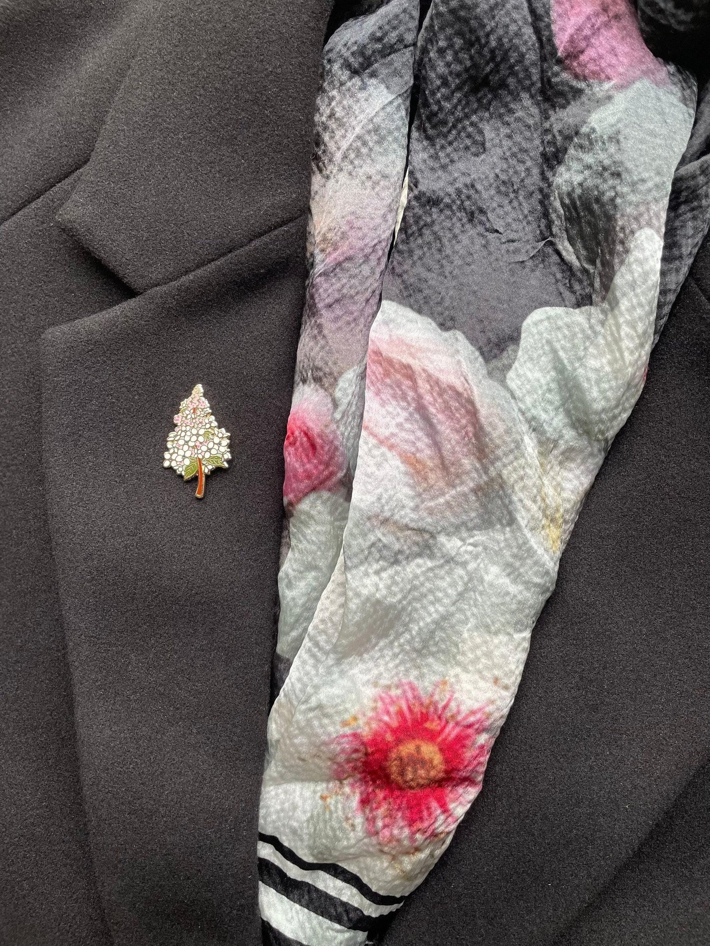 Hydrangea Flower Pin - Pastel Pink and White Brooch, Christmas gift, stocking stuffer, Advent calendar