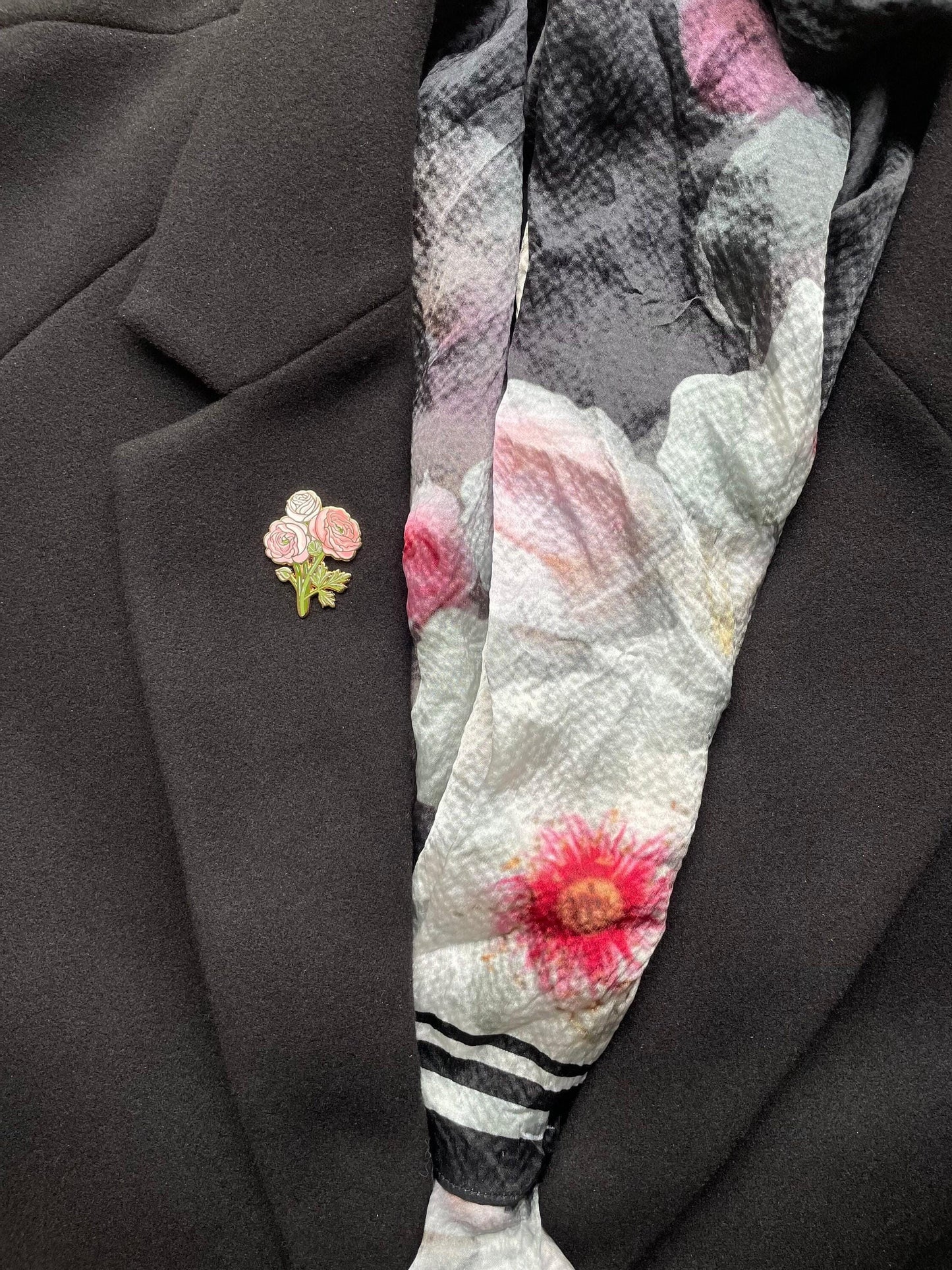Ranunculus Flower Enamel Pin, Soft Pink Gold (1.75in Lapel Badge), Christmas gift, stocking stuffer, Advent calendar