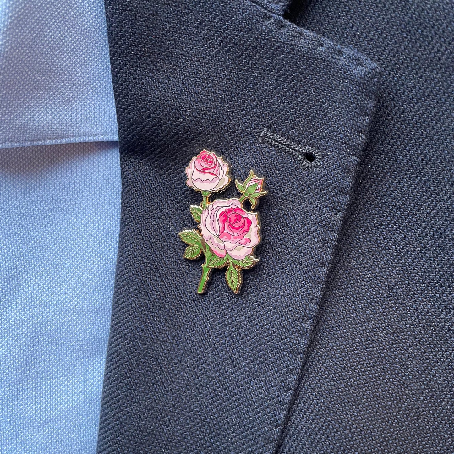 Ranunculus Flower Enamel Pin, Soft Pink Gold (1.75in Lapel Badge), Christmas gift, stocking stuffer, Advent calendar
