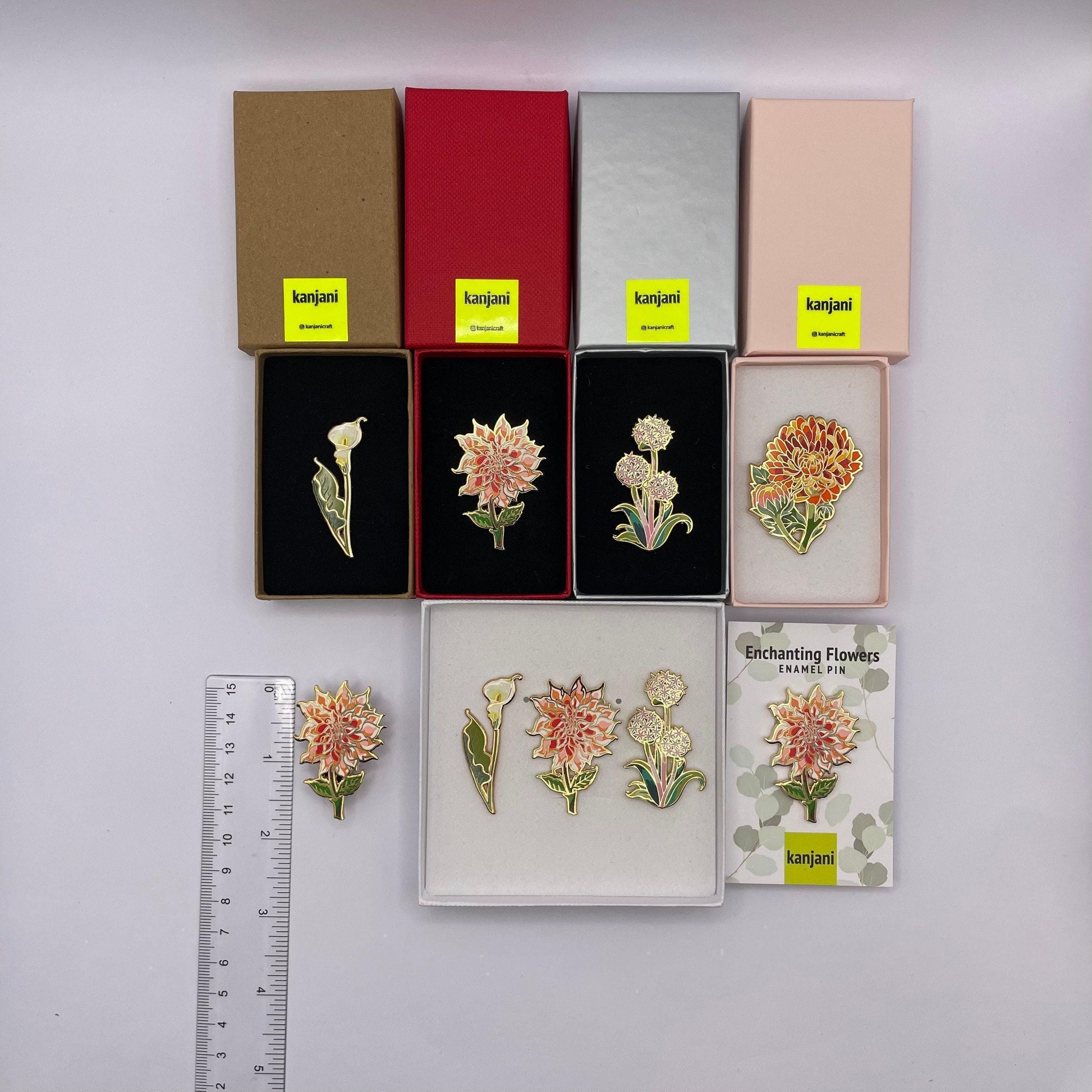 Dahlia Enamel Pin: Orange Cream Floral Lapel Badge, Christmas gift, stocking stuffer, Advent calendar