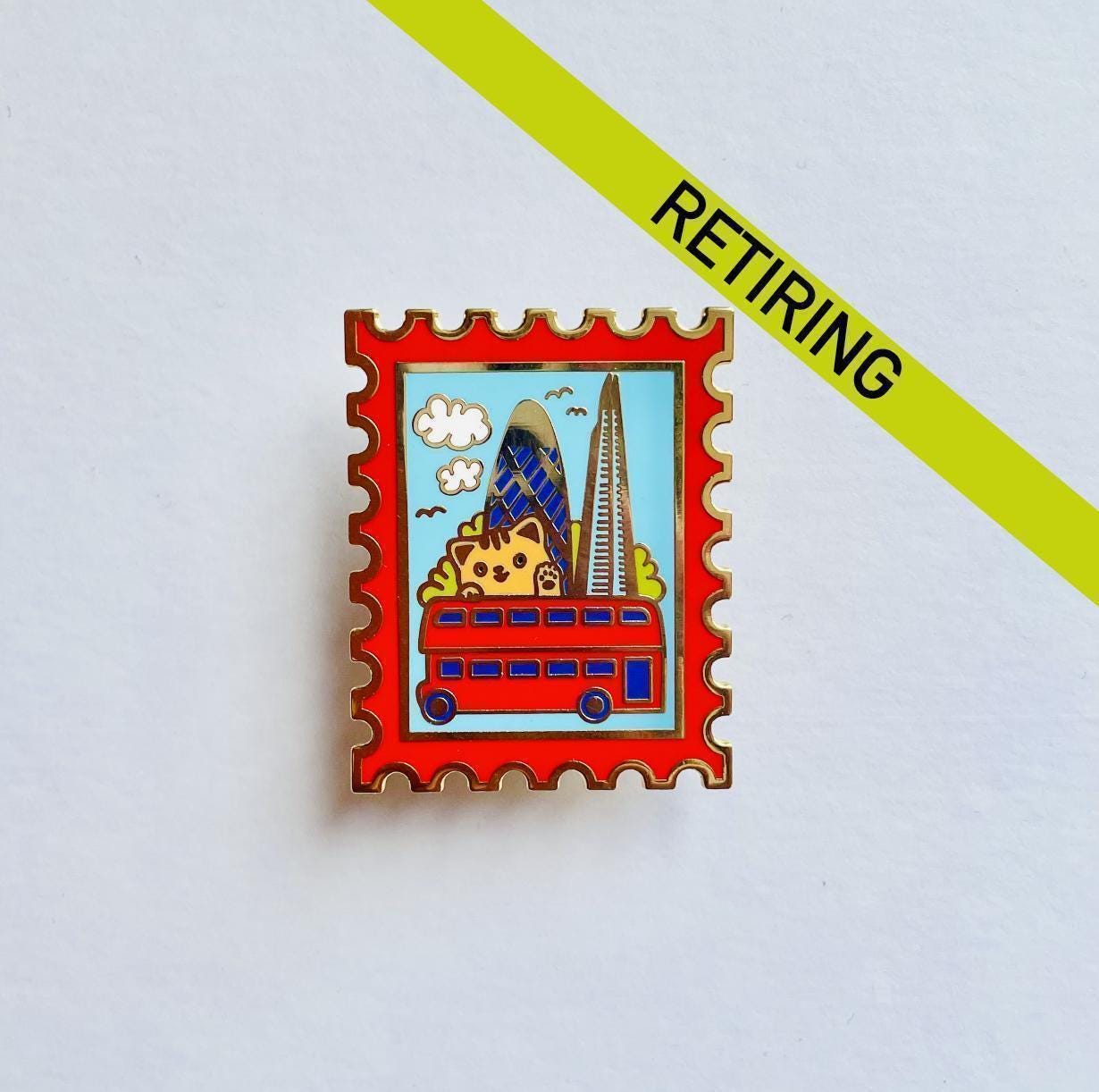 London Stamp Pin badge, Shard, Gherkin, City skyline souvenir pin