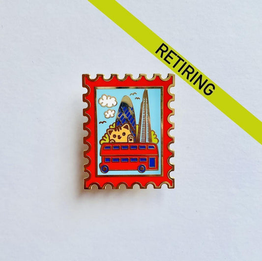 London Stamp Pin badge, Shard, Gherkin, City skyline souvenir pin