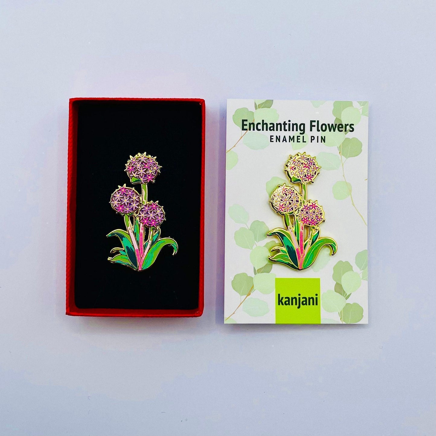 Purple Allium Flower Pin - Gold Hard Enamel Lapel Badge, Christmas gift, stocking stuffer, Advent calendar