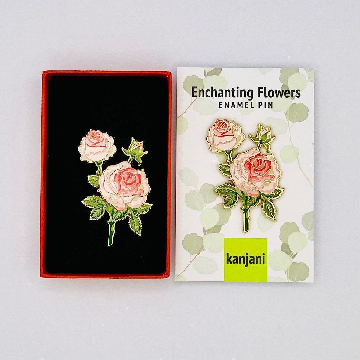 Utopia Rose Enamel Pin - Cream and Pink Climbing Flower Design, Christmas gift, stocking stuffer, Advent calendar