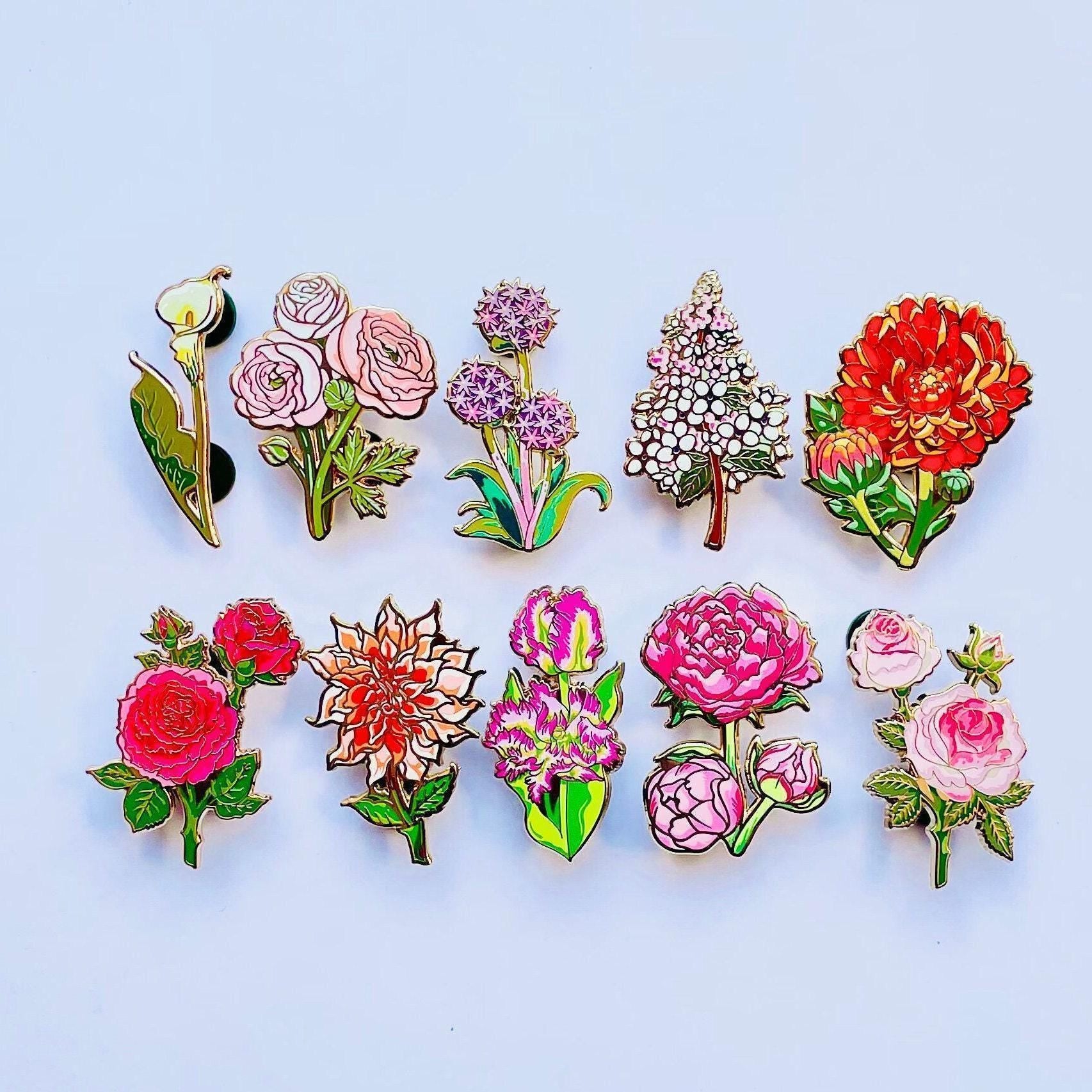 Utopia Rose Enamel Pin - Cream and Pink Climbing Flower Design, Christmas gift, stocking stuffer, Advent calendar