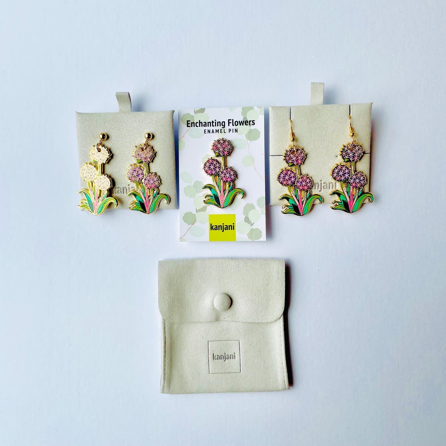 Purple Allium Flower Pin - Gold Hard Enamel Lapel Badge, Christmas gift, stocking stuffer, Advent calendar
