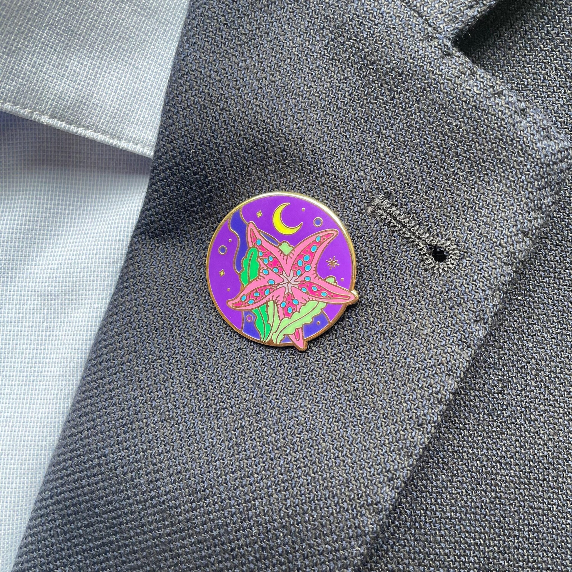 Starfish Enamel Pin, Sea Creature Badge, Lunar Cosmic Gift, Christmas gift, stocking stuffer, Advent calendar