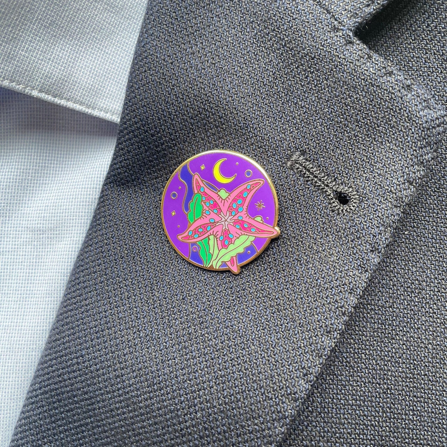 Starfish Enamel Pin, Sea Creature Badge, Lunar Cosmic Gift, Christmas gift, stocking stuffer, Advent calendar