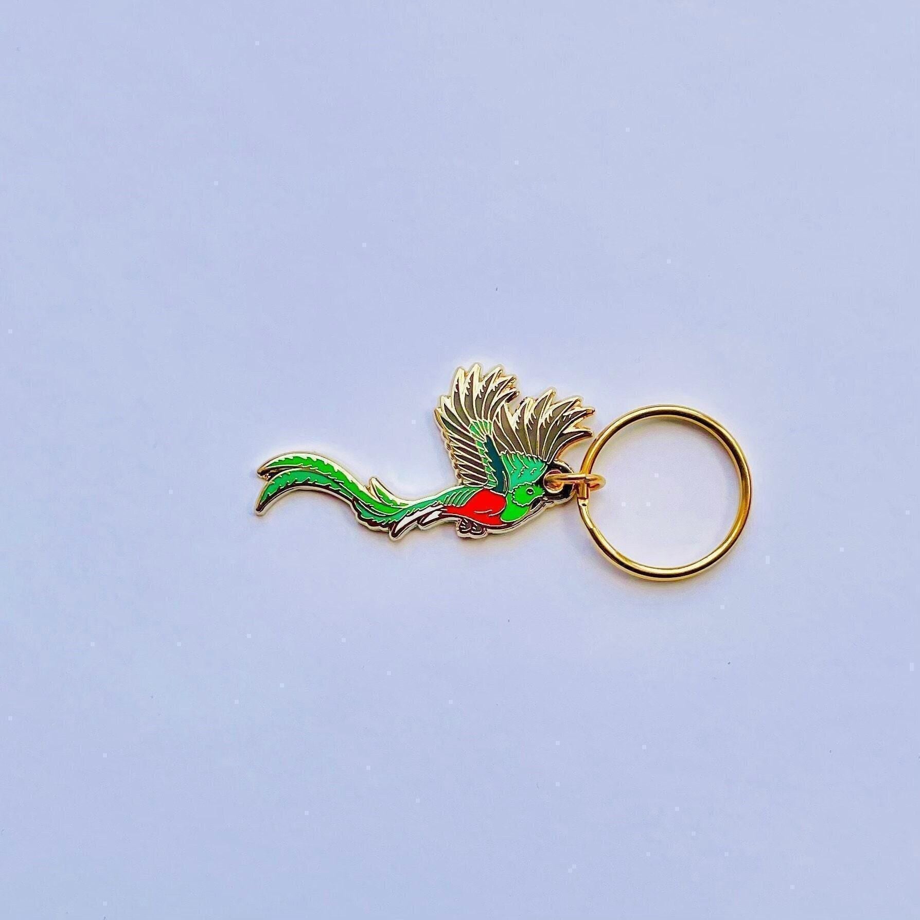 Resplendent quetzal enamel keychain