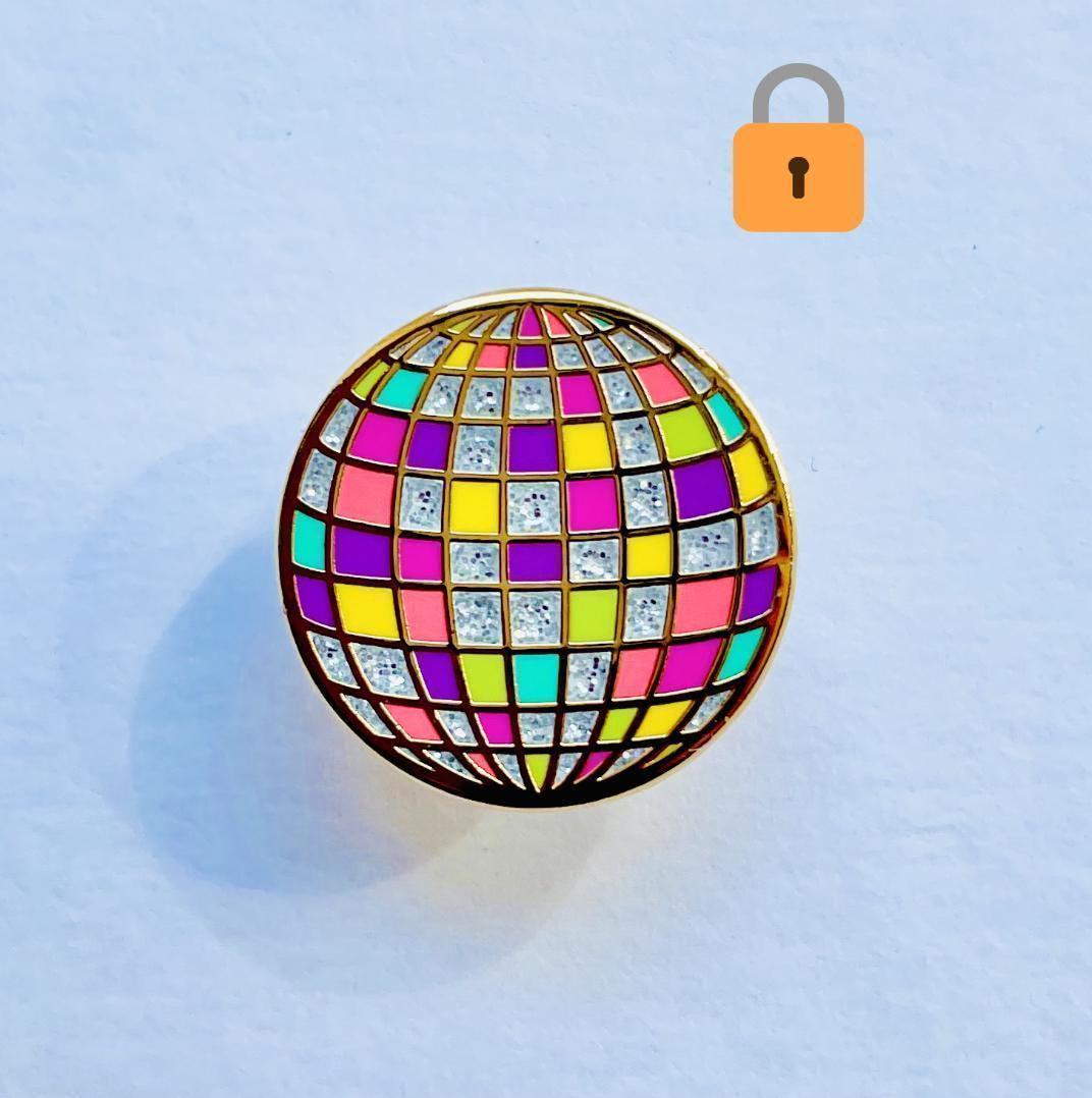 Christmas festive Disco ball gold hard enamel pin