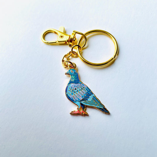 Pigeon Rock Dove gold hard Enamel keychain