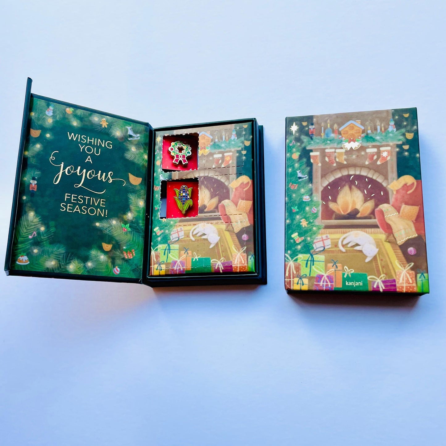 6 Enamel Pin Set Gift Box: Christmas gift, stocking stuffer, Advent calendar