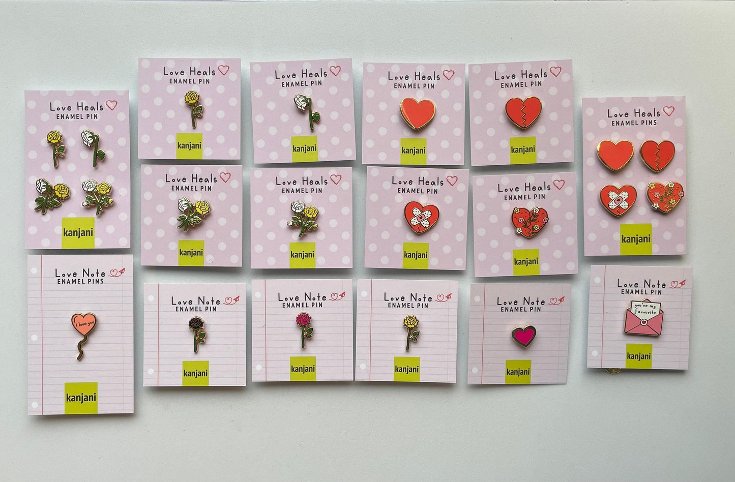 Rose Enamel Pins: Friendship, Healing Mini Pins - Set of 4