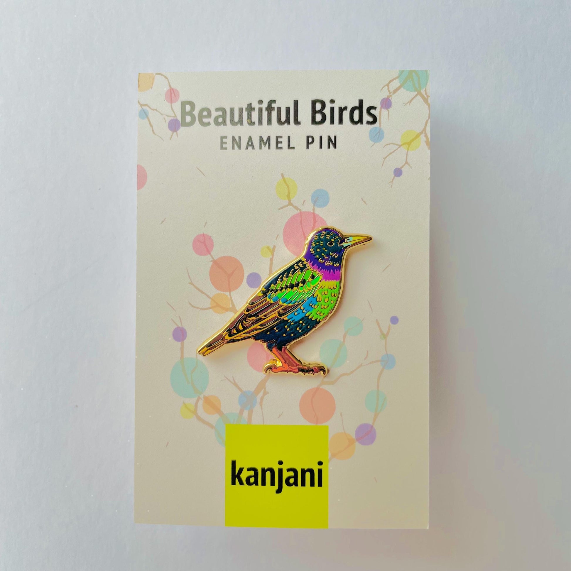 European Starling gold hard enamel pin