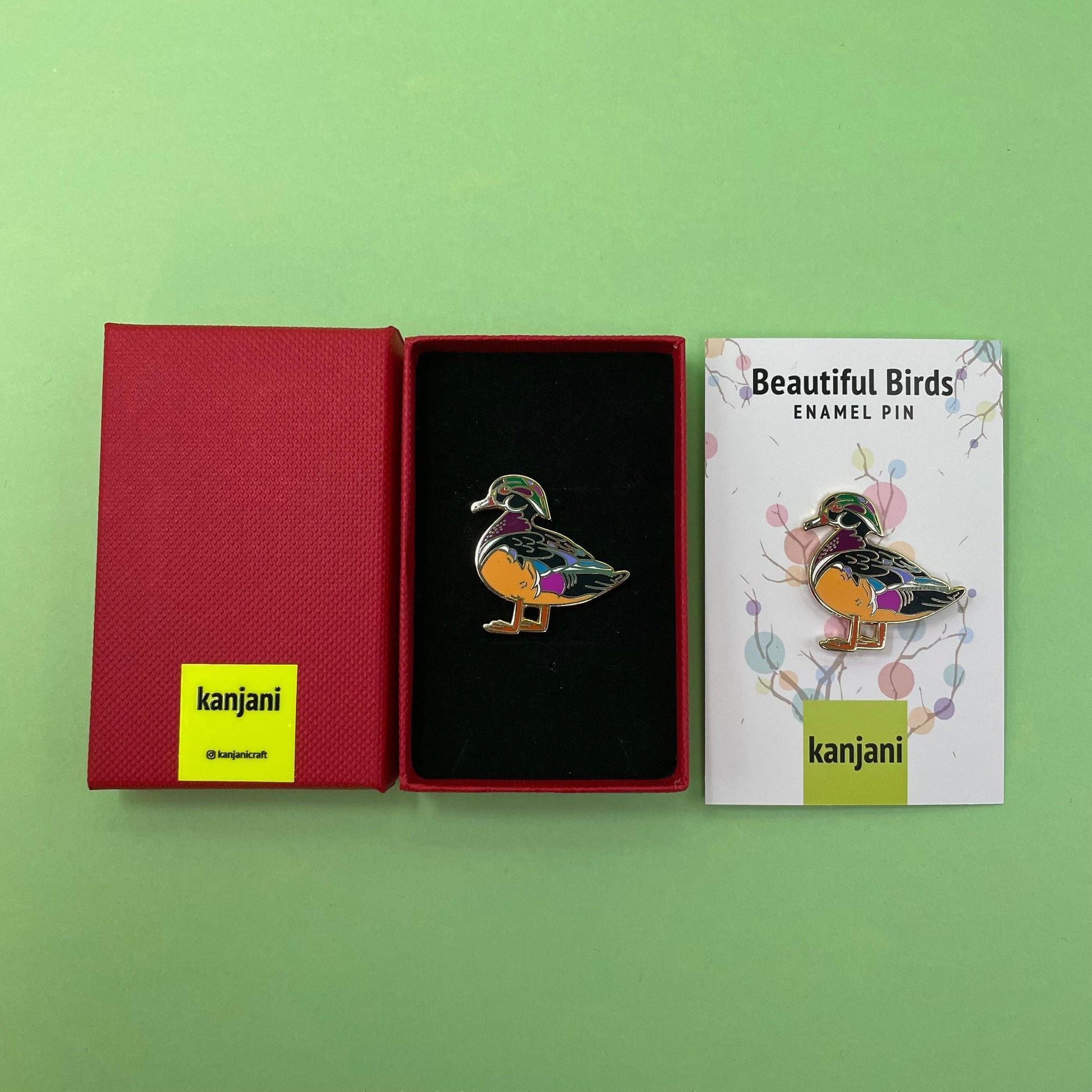 Wood Duck Pin: Gold Hard Enamel - Birdwatching Accessory, Christmas gift, stocking stuffer, Advent calendar