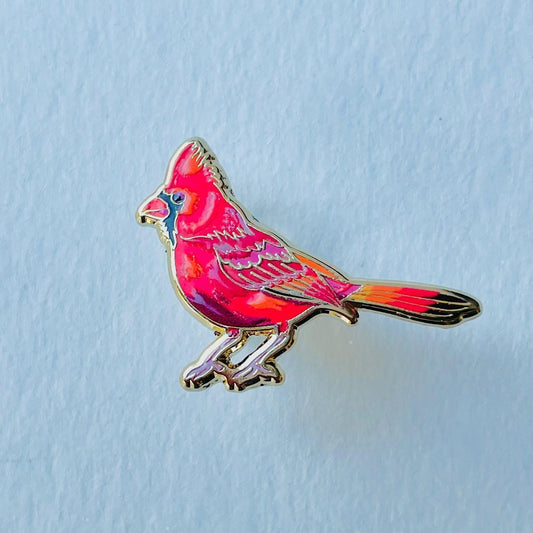 Northern red cardinal gold hard enamel pin
