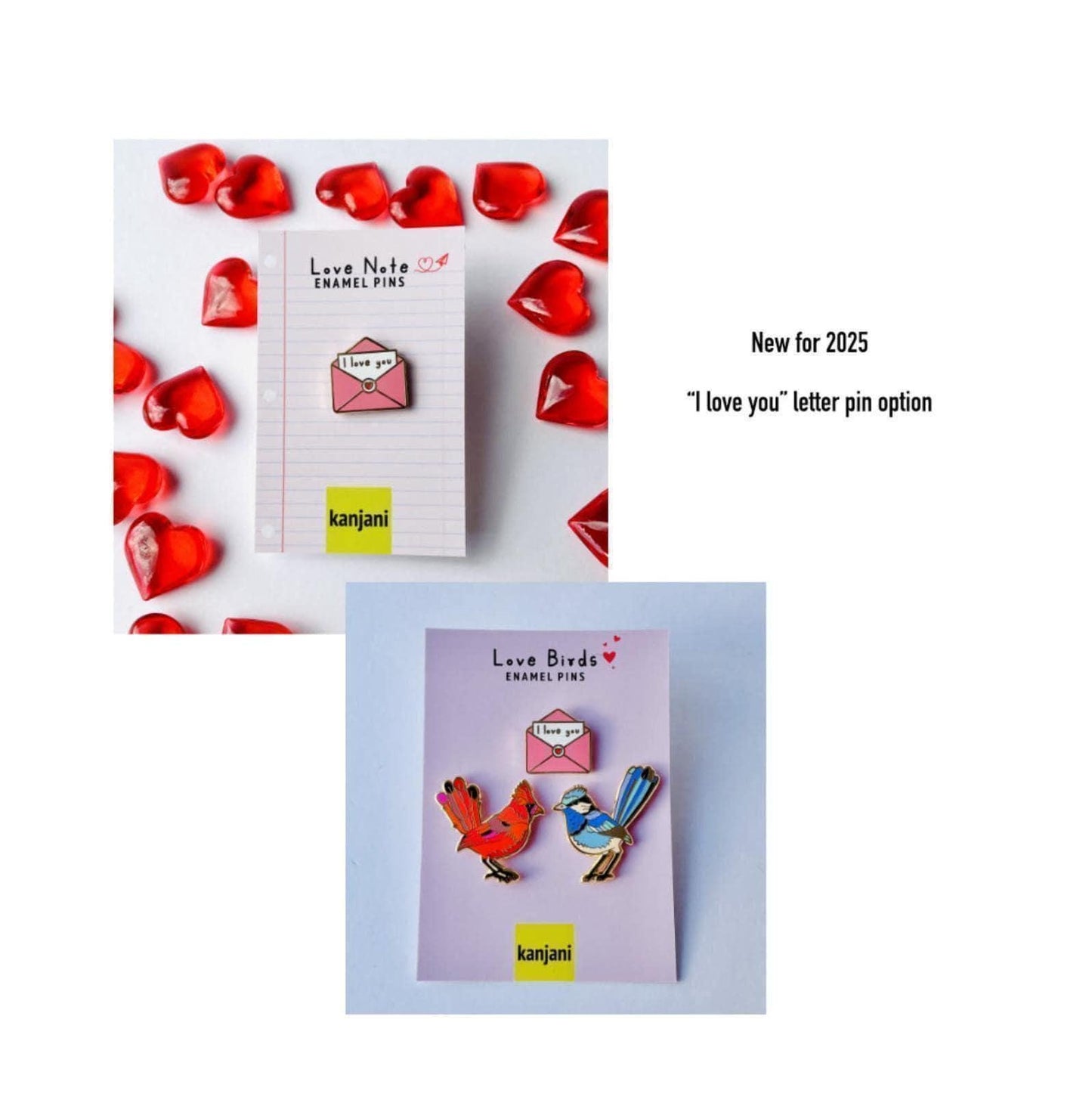 Love Birds Enamel Pin Set, Valentines Gift, Christmas gift, stocking stuffer, Advent calendar