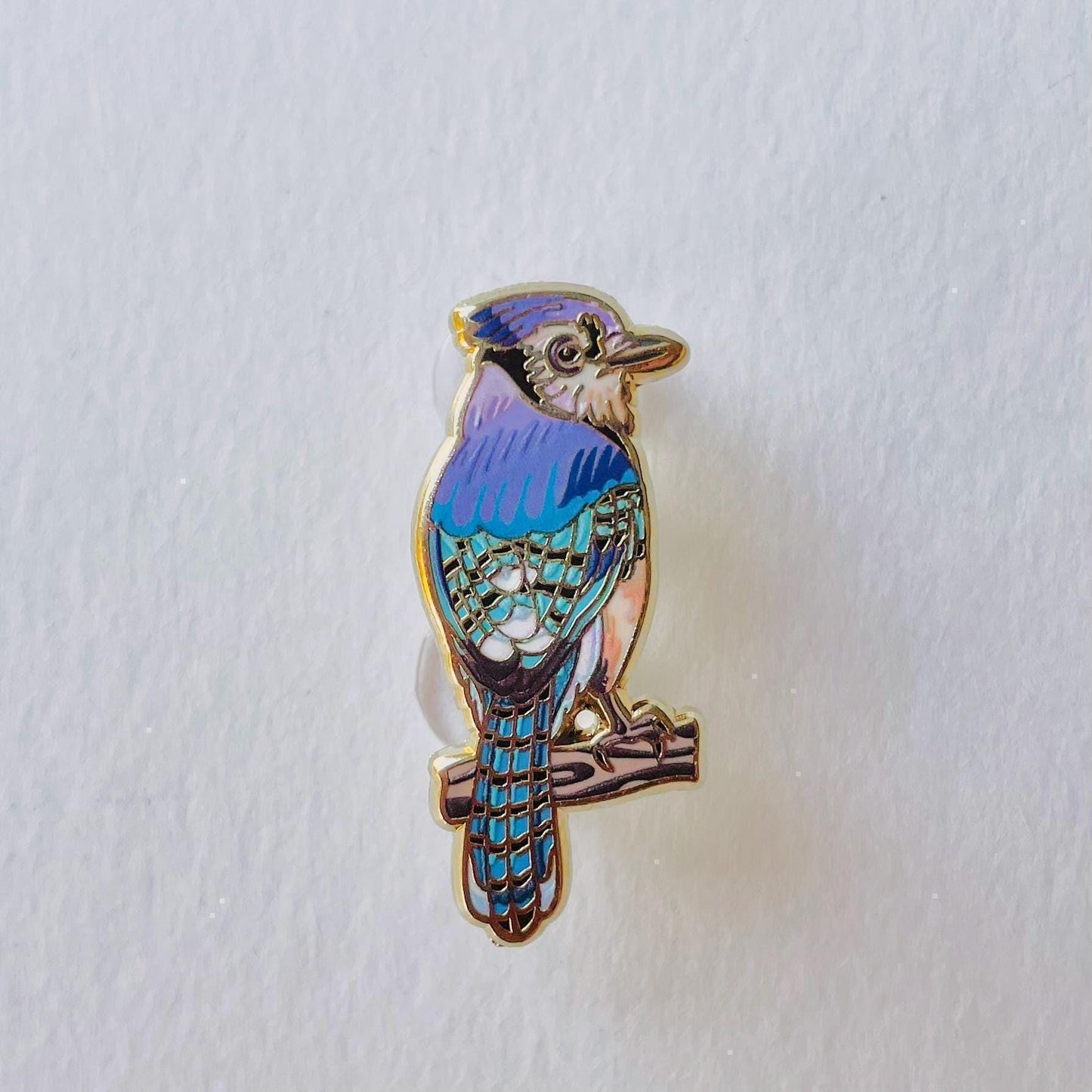 Blue Jay gold hard Enamel
 lapel Pin badge