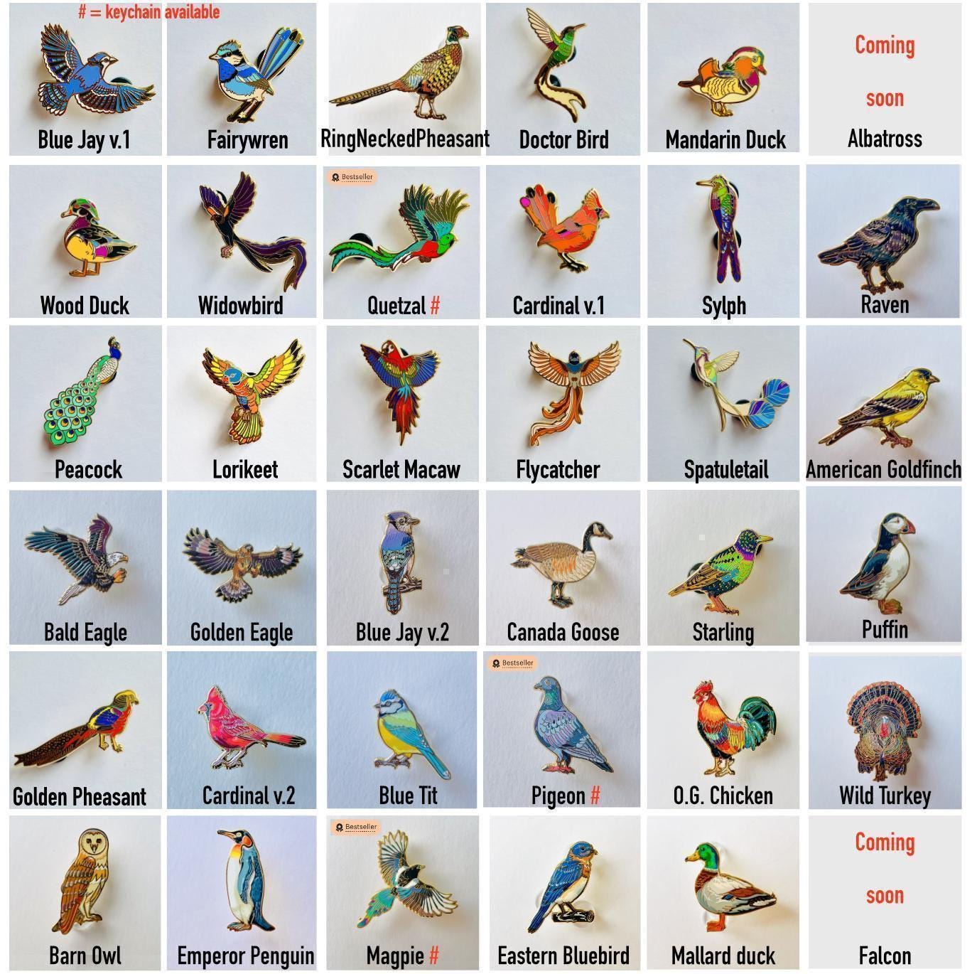 Bird Enamel Pin Advent Calendar, Family Christmas stocking stuffer, Nature Gift, Advent calendar