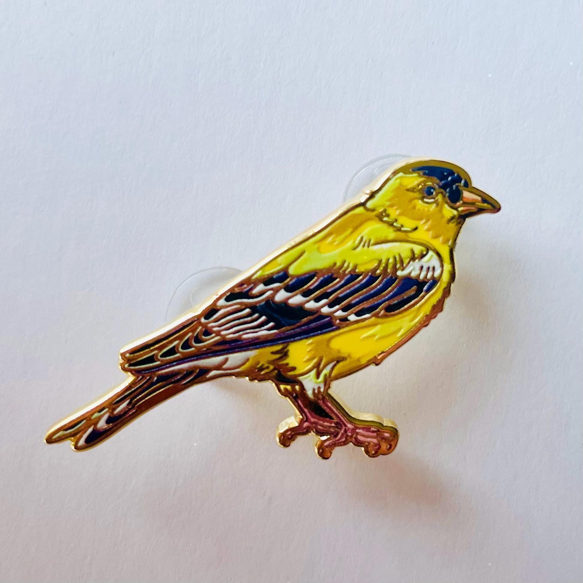 Goldfinch Enamel Pin: Eastern State Bird Brooch, Christmas stocking stuffer, Advent calendar