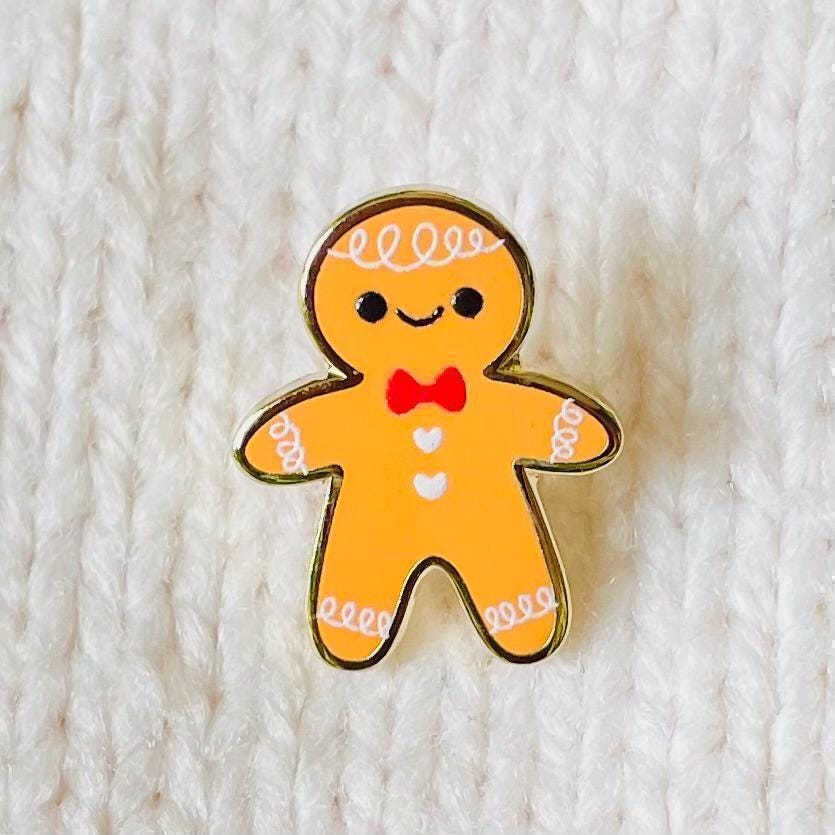 Gingerbread man gold hard enamel cute mini lapel pin