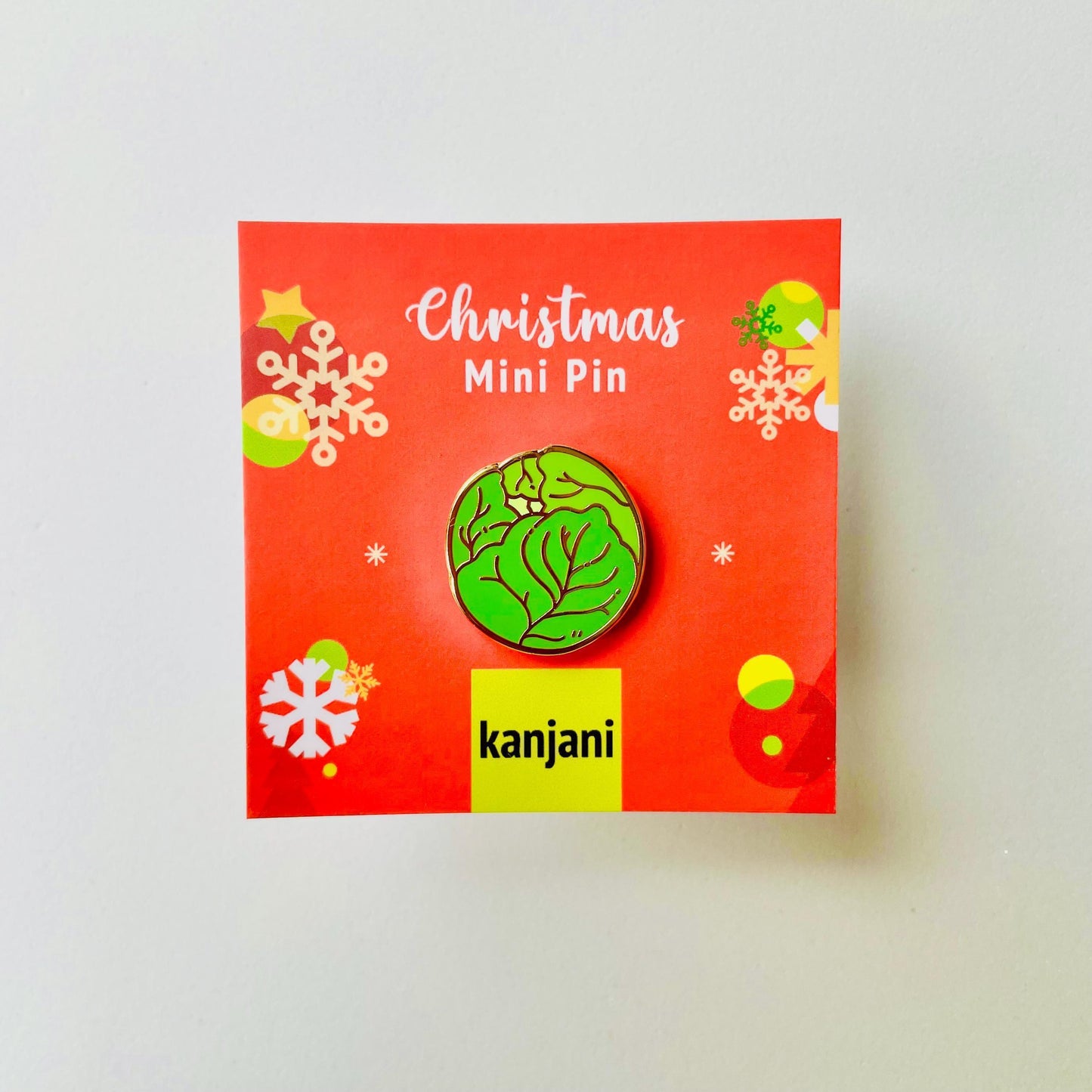 Green Christmas Brussel sprout Gold hard enamel cute mini pin