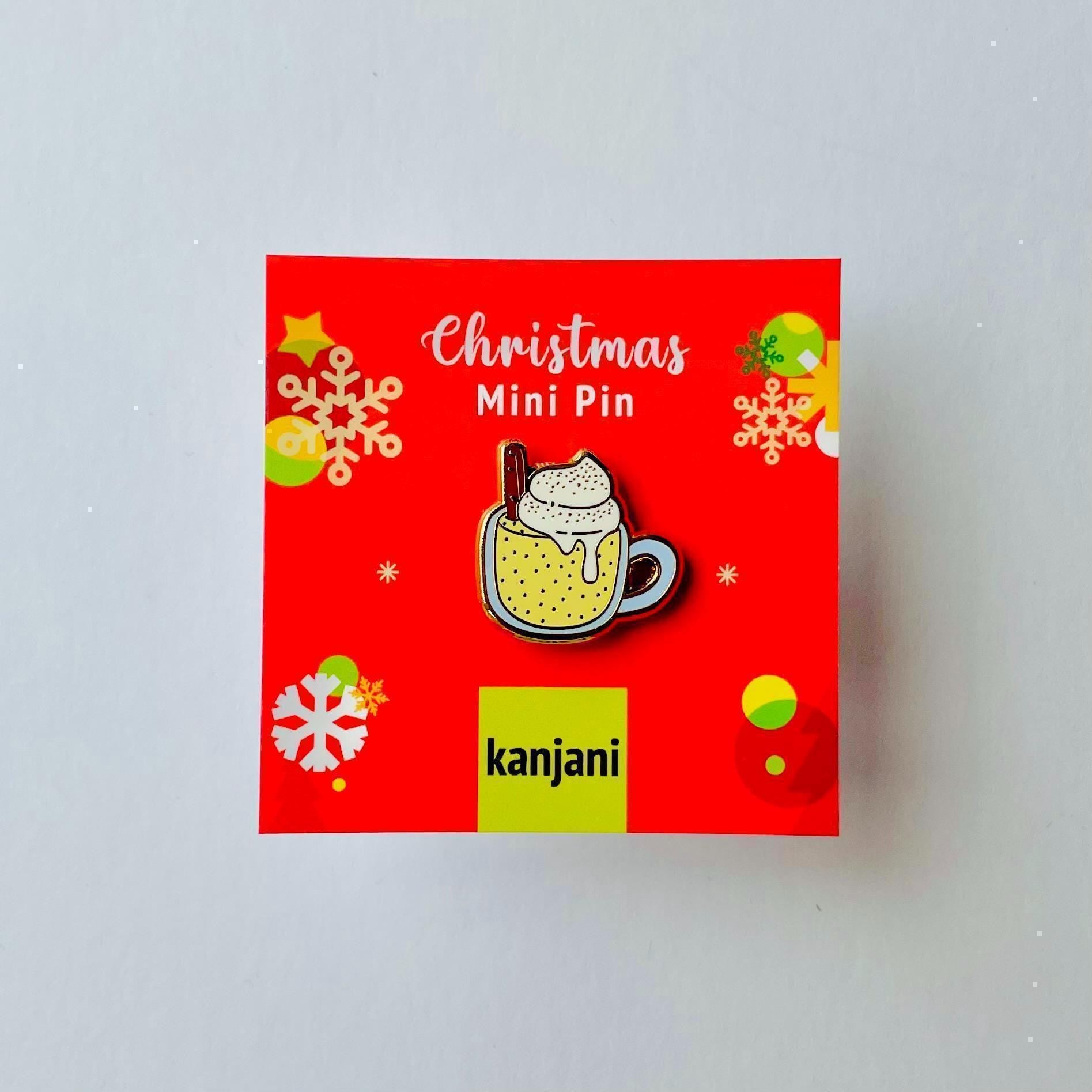 Yellow eggnog with whipped cream gold hard enamel mini pin badge