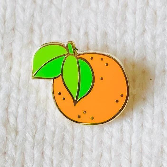Orange green Christmas clementine satsuma orange gold hard enamel pin badge