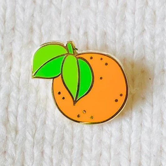 Orange green Christmas clementine satsuma orange gold hard enamel pin badge
