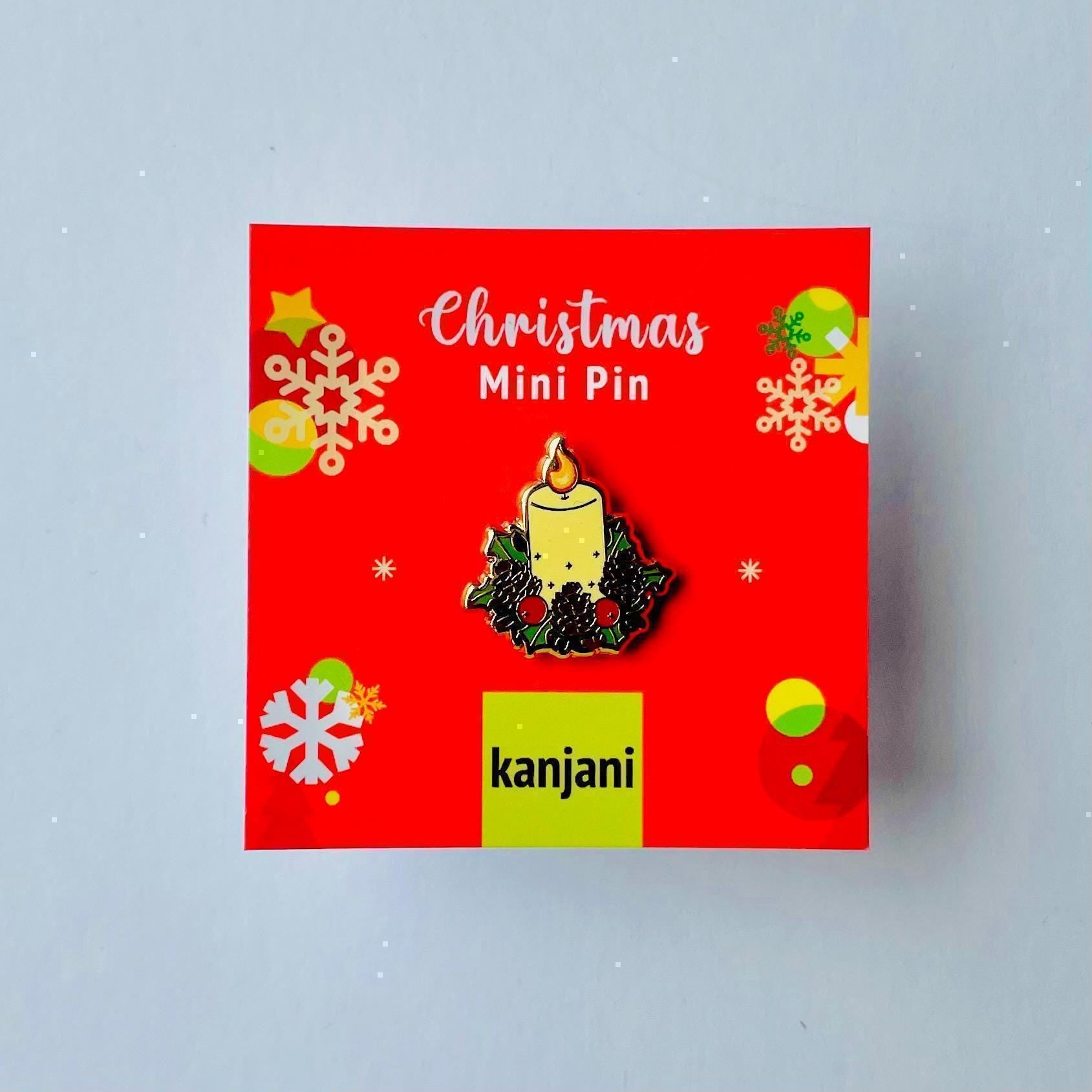White Christmas advent candle gold hard enamel pin