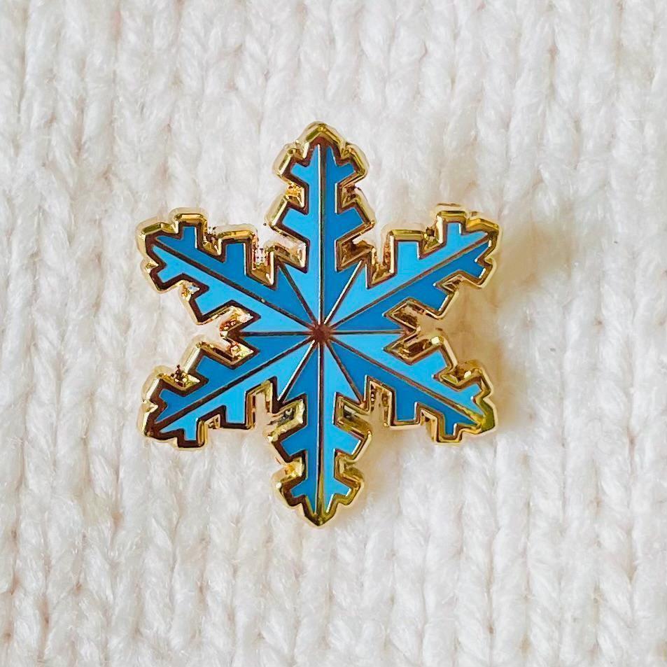 blue tones snowflake gold hard enamel mini pin badge