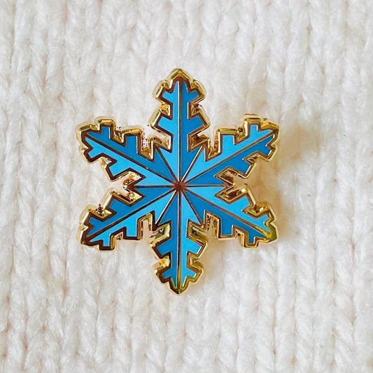 blue tones snowflake gold hard enamel mini pin badge