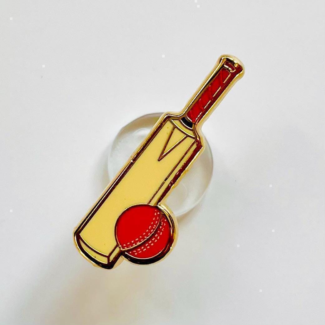 Cricket bat and ball enamel pin