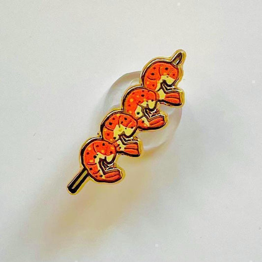 BBQ shrimp enamel pin