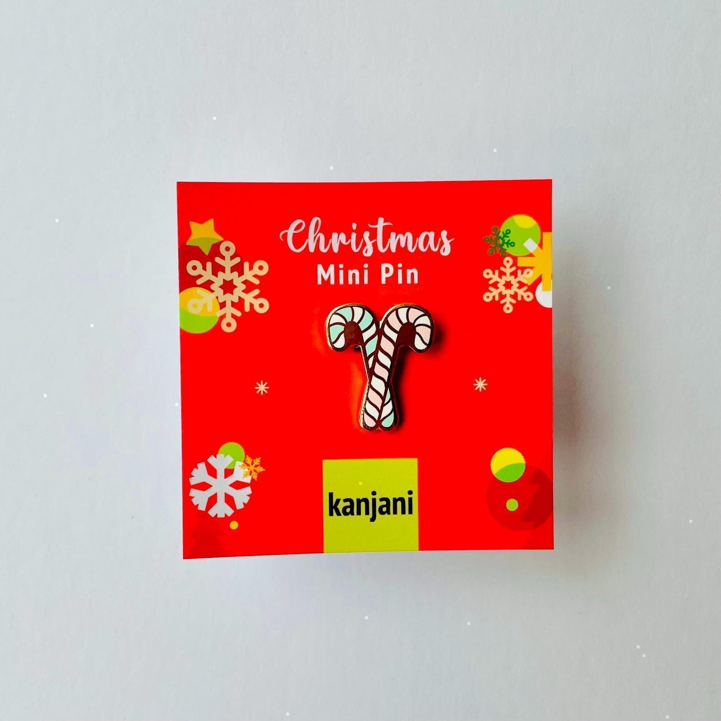 Pink and blue and white striped candy canes gold hard enamel pin badge