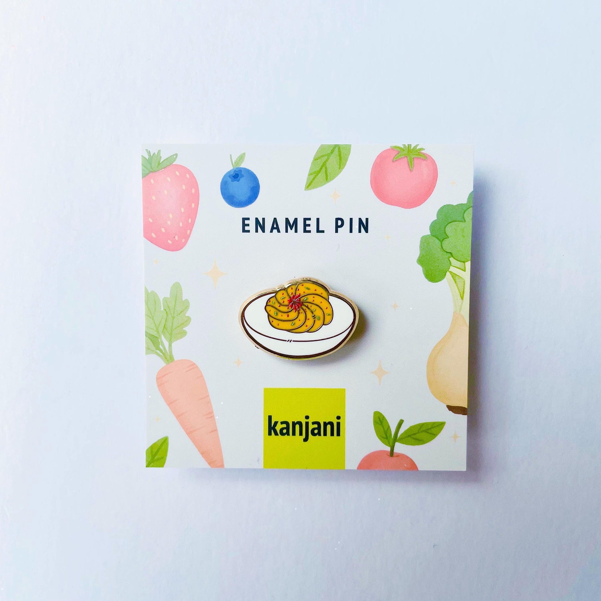 Deviled egg gold hard enamel pin badge
