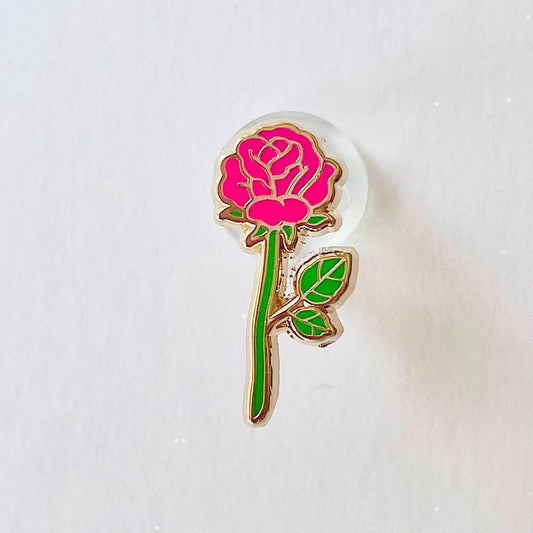 Magenta red rose gold hard enamel pin