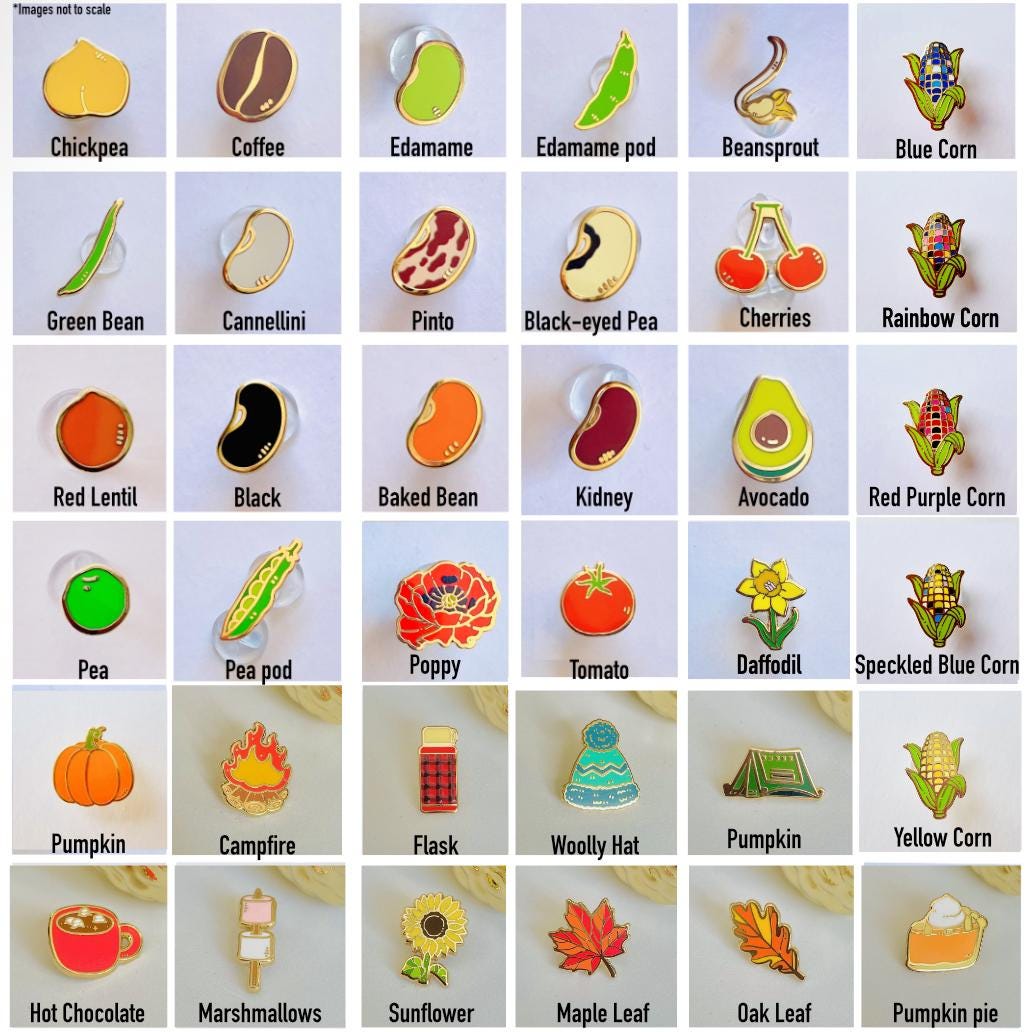 a bunch of different types of pin badges