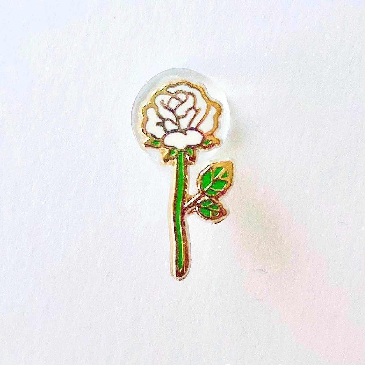 White rose gold hard enamel pin