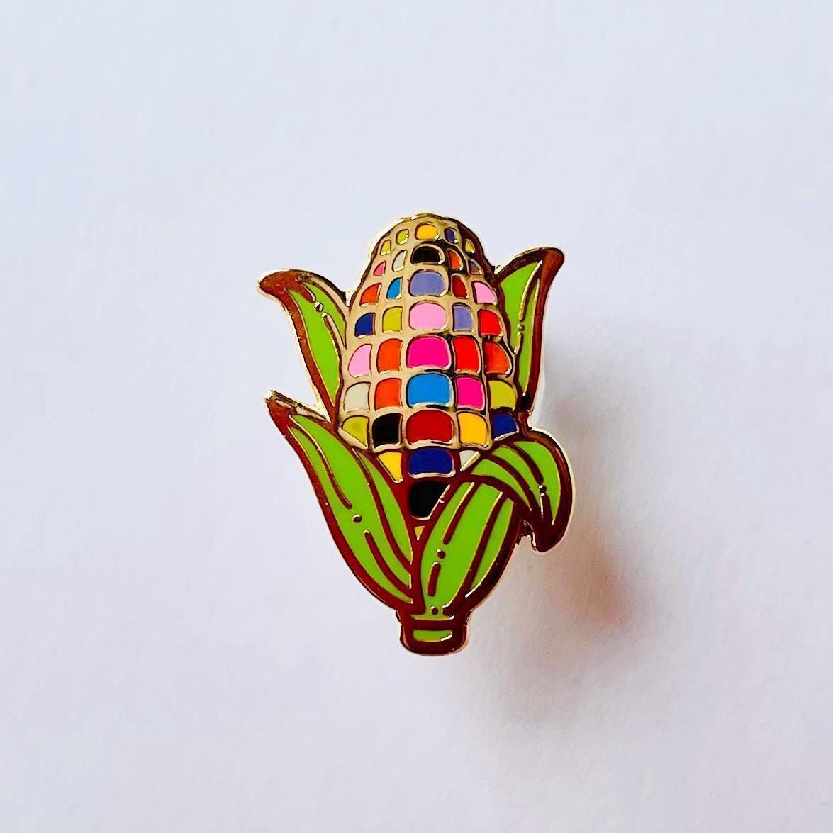 Rainbow corn gold hard enamel pin